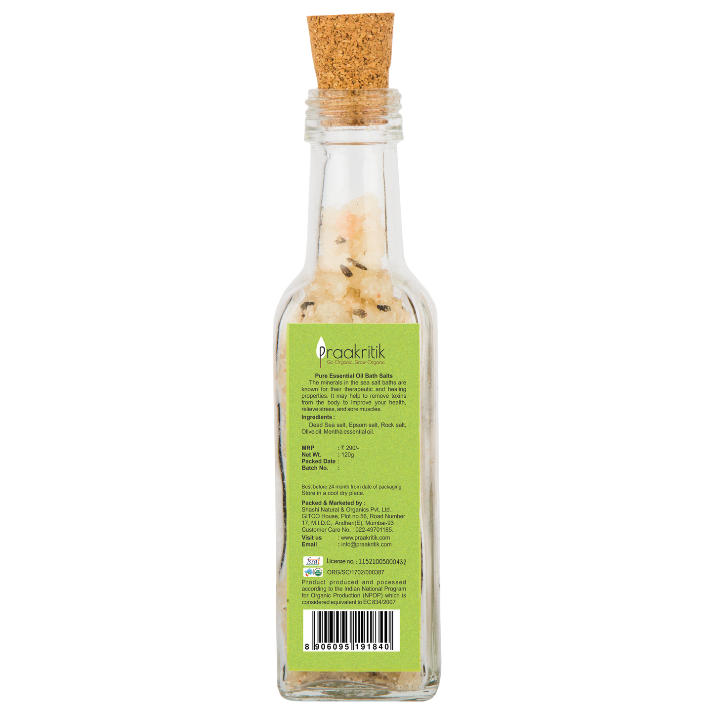 Bath Salt - Mint - Organic - 120g
