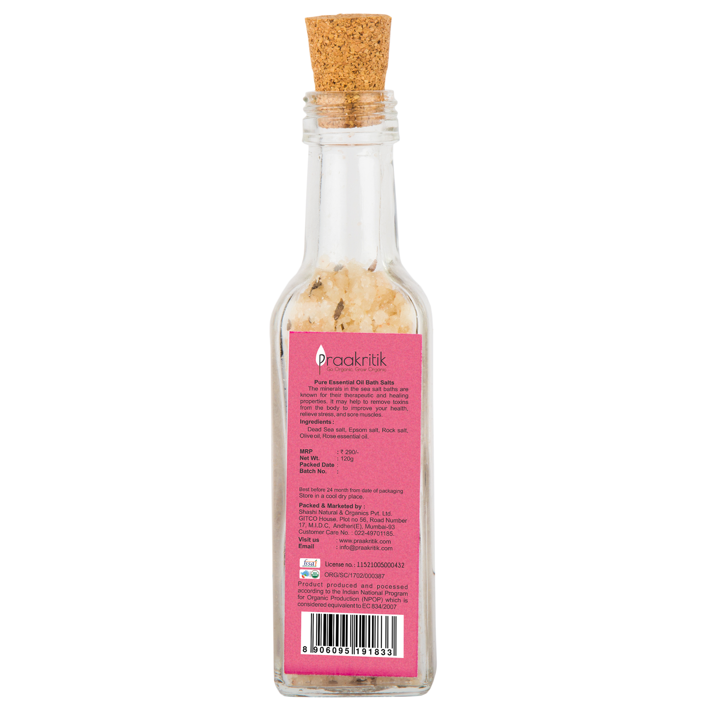 Bath Salt - Rose - Organic - 120g