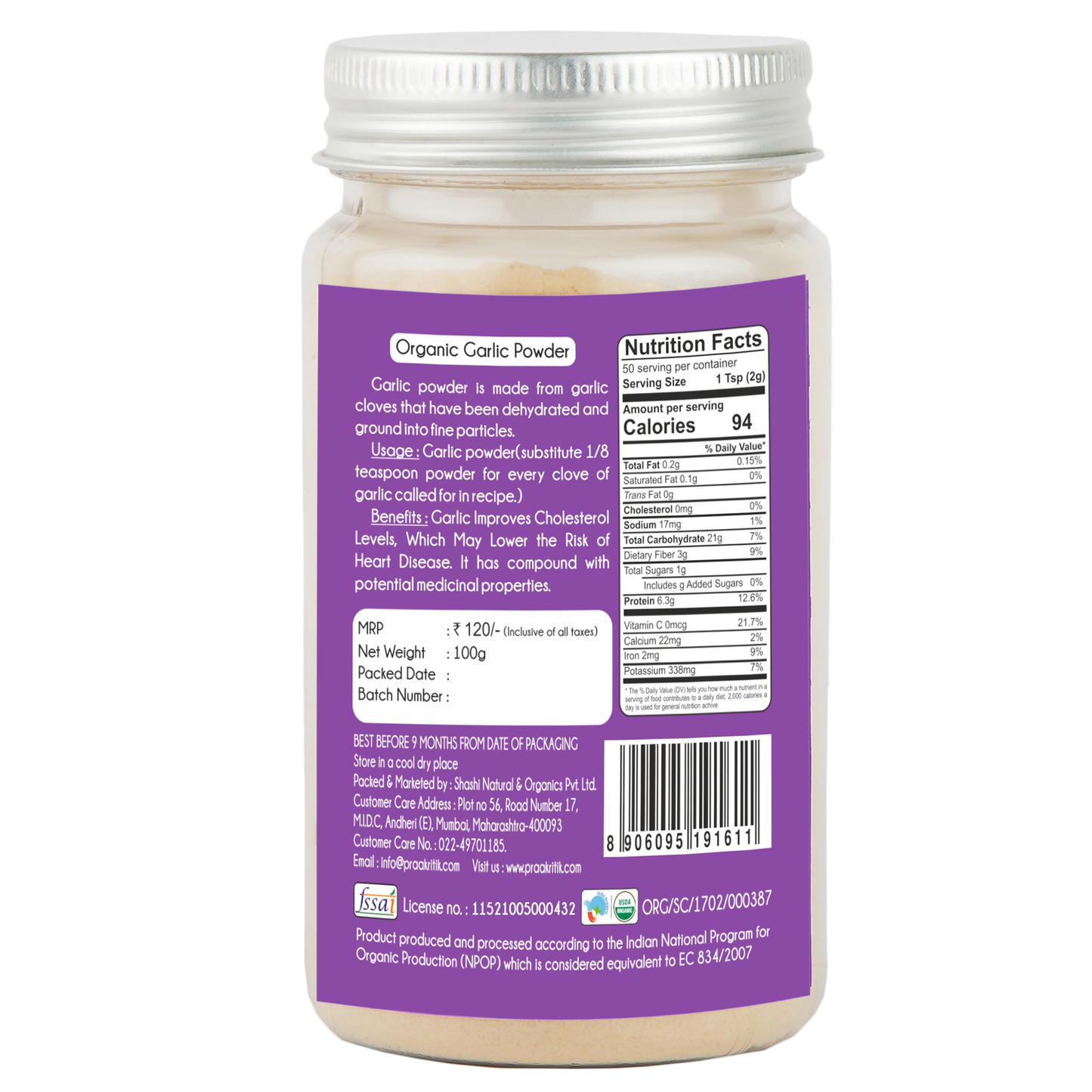 Garlic Powder 100g - Organic