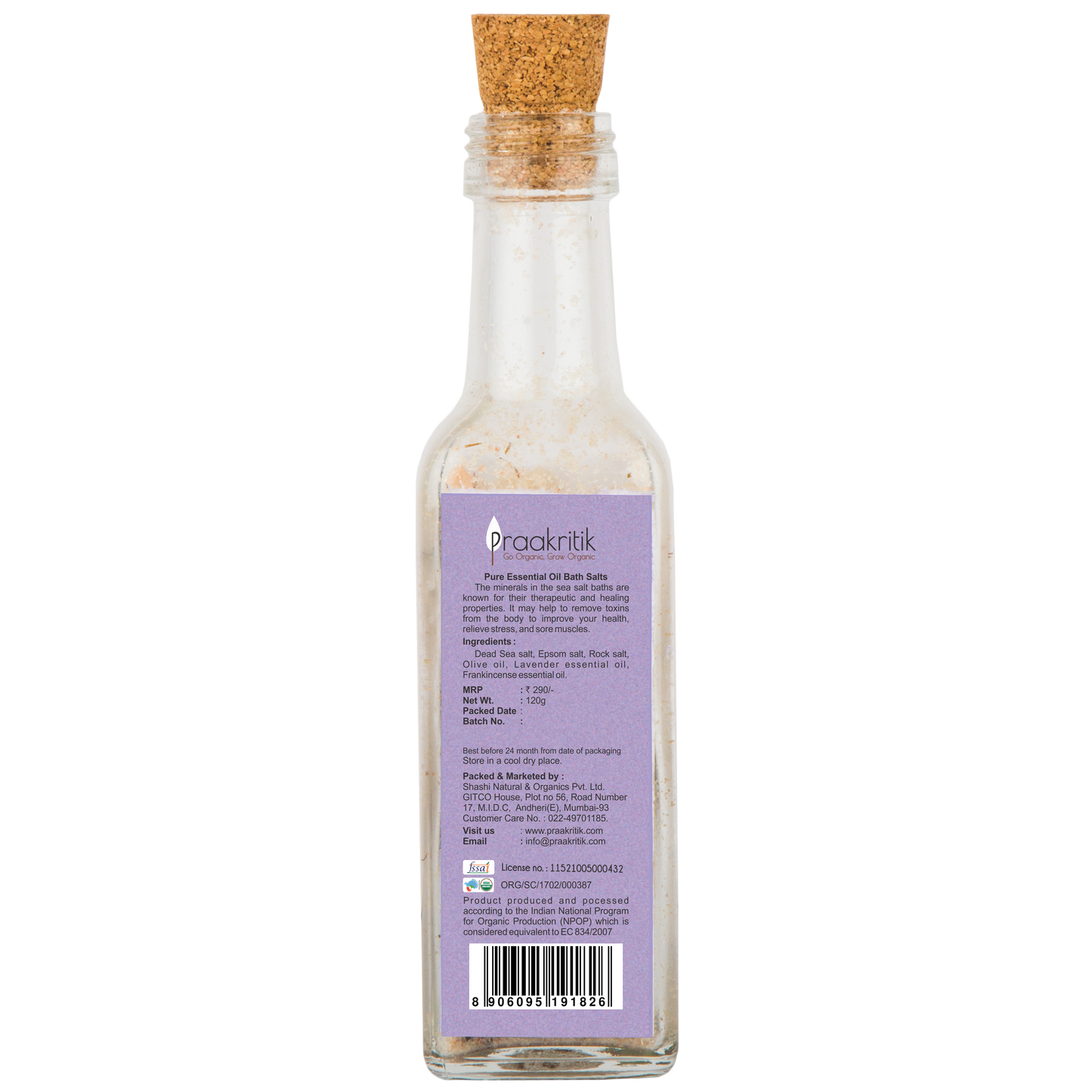 Bath Salt - Lavender - Organic - 120g
