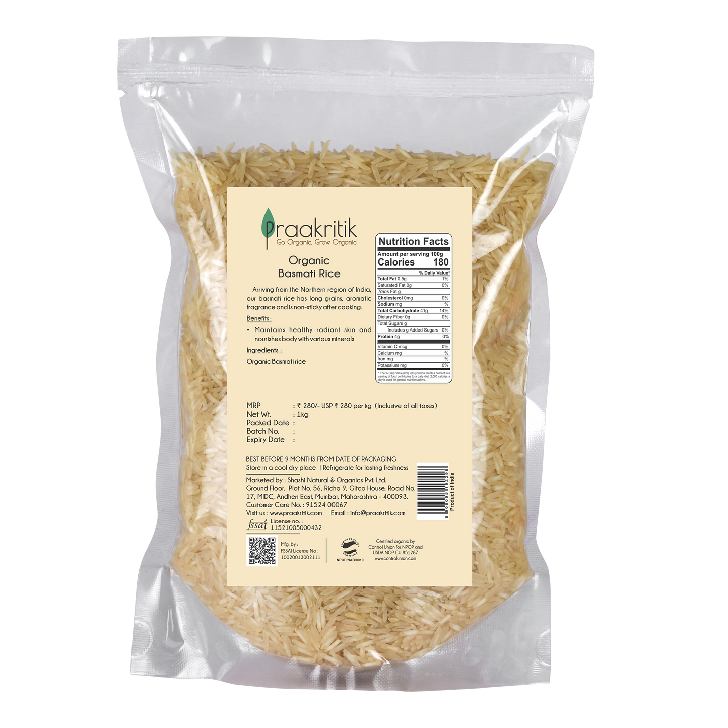 Basmati Rice 500g - Organic