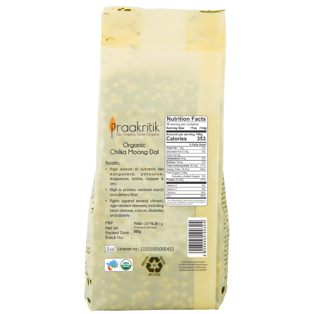 Chilka Hara Daal 500g - Organic