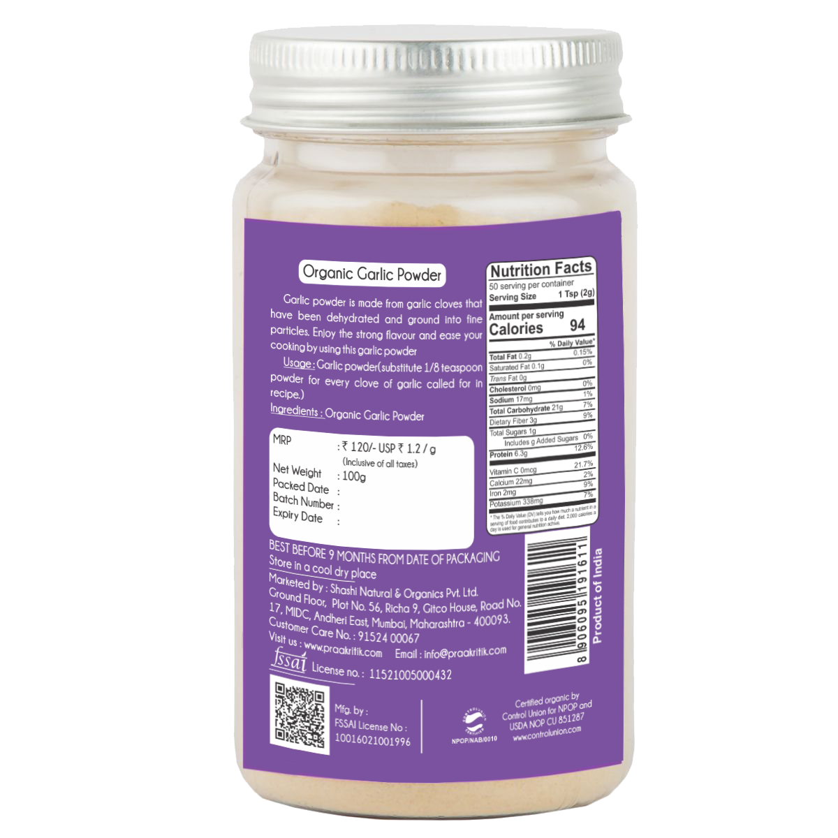 Garlic Powder 100g - Organic