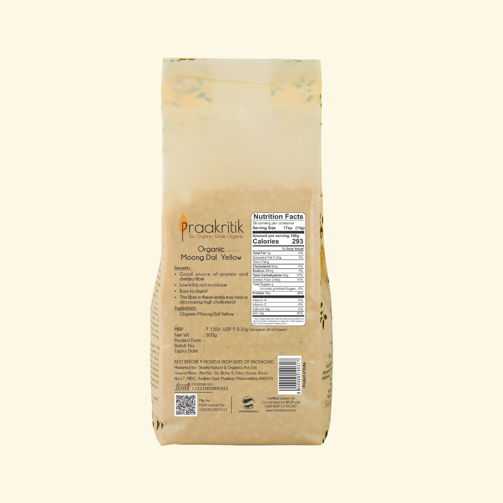 Yellow Moong Daal 500g - Organic