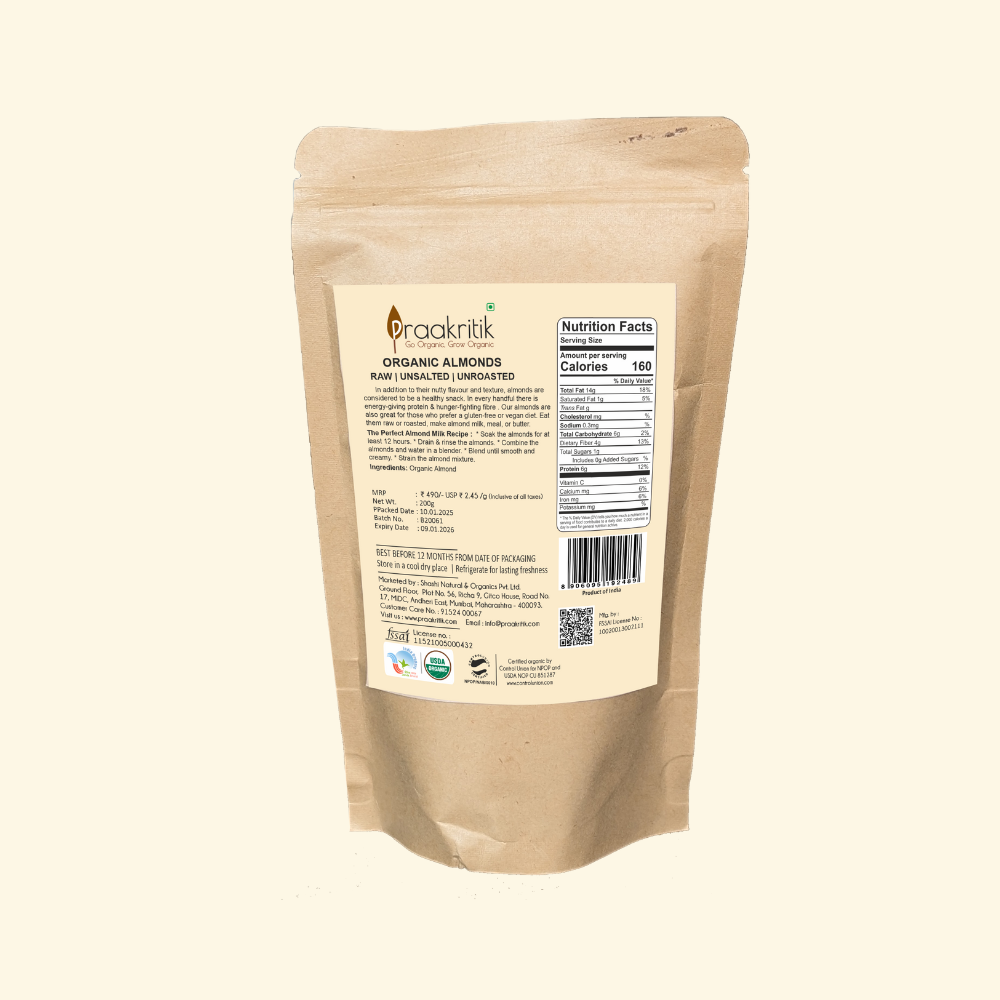 Almonds California Organic - 200 gms