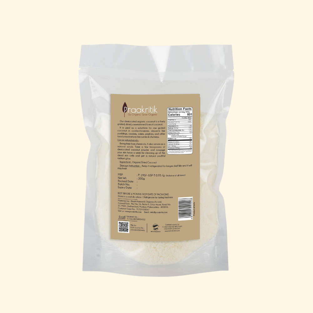 Desiccated Coconut Organic - 200 gms