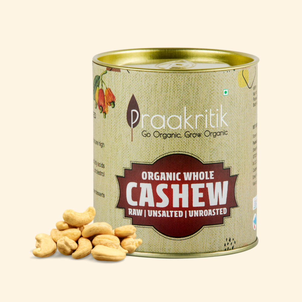 Praakritik Organic Whole Cashew W240 Jar of 200 GM