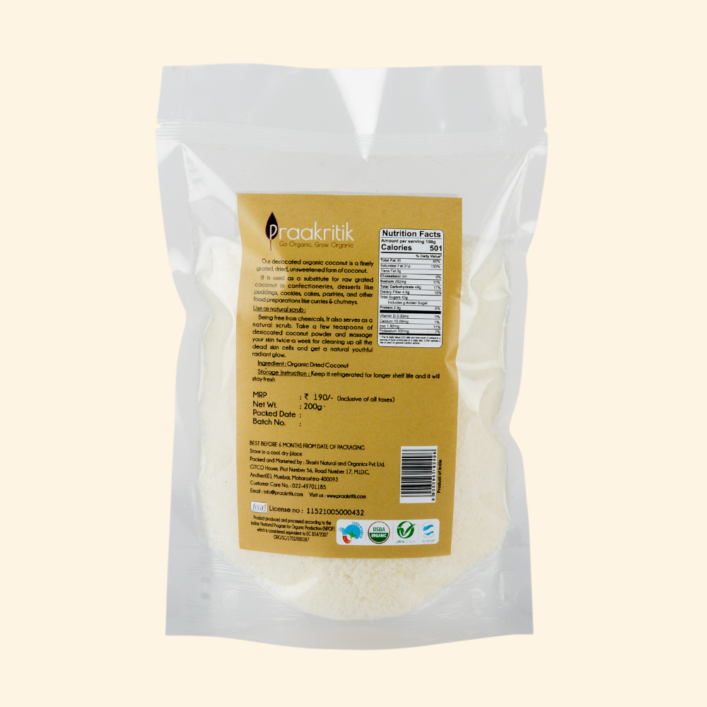 Desiccated Coconut Organic - 200 gms